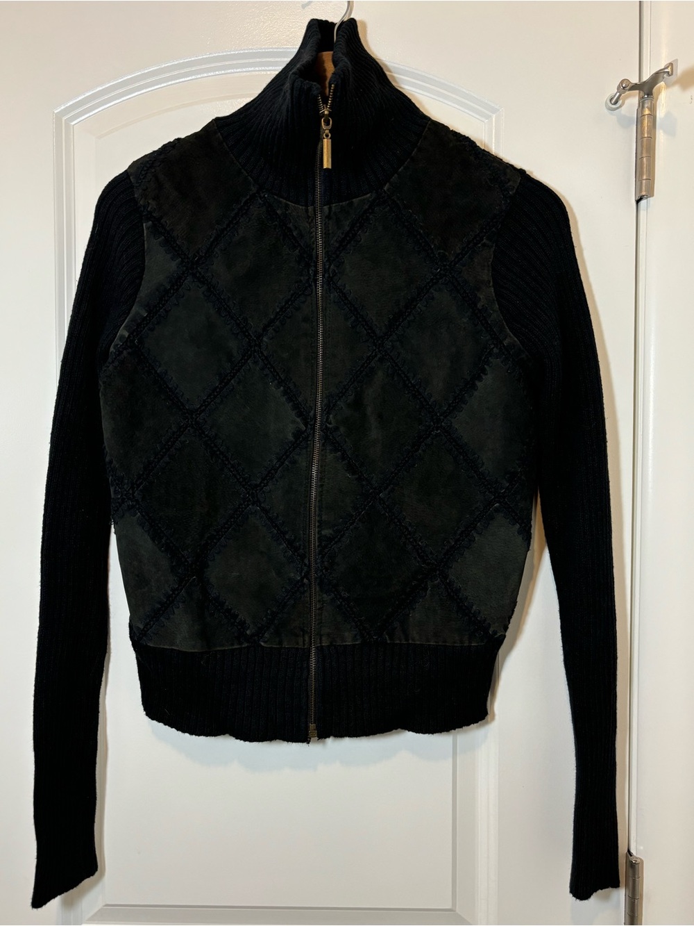 White Stag Black Quilted-Panel Zip Bomber Jacket